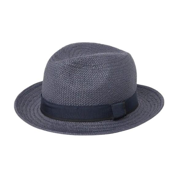 Stewart of Scotland Navy Blue Straw Fedora Size L/XL - Picture 1 of 9